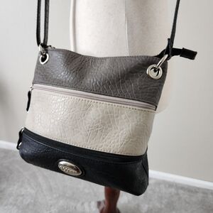 Rosetti Triple Zipper Satchel Purse Black White Gray for Women